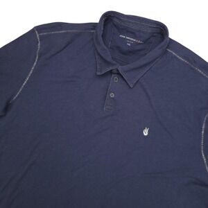 John Varvatos Polo Shirt Mens 2XL Blue Embroidered Peace Logo Cotton Jersey